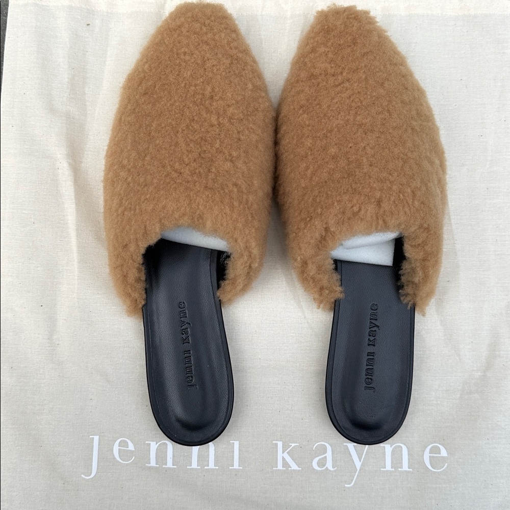 Jenni Kayne Tan Shearling Mules